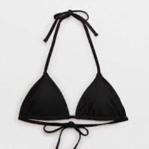 NWT Aerie small black halter tie back triangle padded push up bikini top swim in